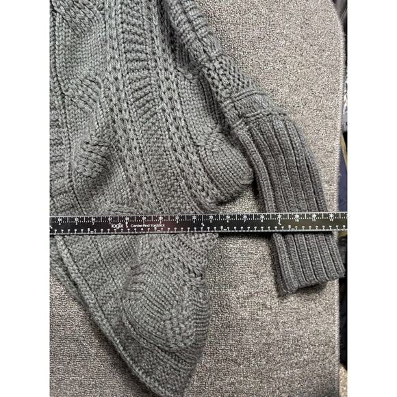 Saks Fifth Avenue Sweater Womens Large Gray Cable Open Front Shawl Cardigan - Picture 9 of 9